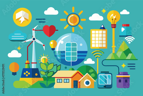 Creative illustration showcasing renewable energy concepts and technology for a sustainable future