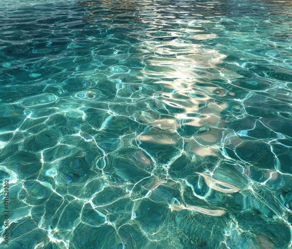 Obraz premium Turquoise water surface, rippled, sunlight reflections