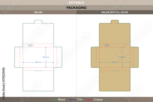 File pocket with lock dieline for stationery packaging and office use, editable folder carton design template with fold marks and accurate locking die line structure
