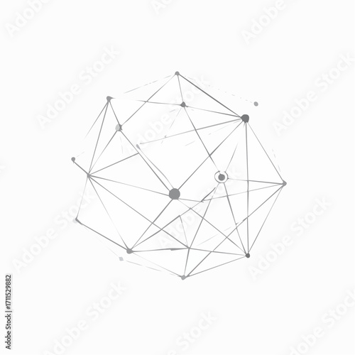 Abstract geometric sphere with interconnected dots and lines, a futuristic concept of global network technology and communication