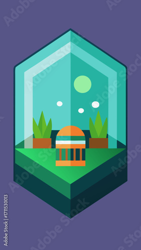 Flat Design Futuristic Space Agriculture Greenhouse Background