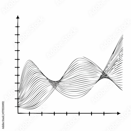Abstract representation of a line graph showcasing fluctuating data trends, suitable for financial or scientific visualization