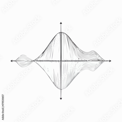 Abstract Waveform Graphic with Crosshairs on White Background for Science and Analysis