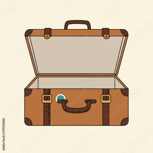 Illustration of a vintage, open suitcase