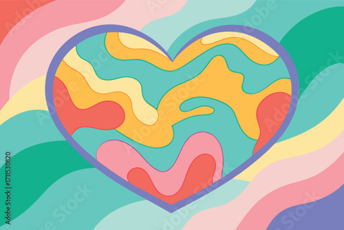 Colorful abstract heart design with flowing shapes and vivid tones