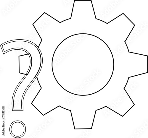 gear icon and question mark icon with white background