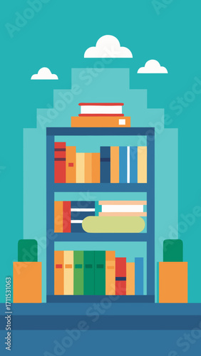 flat design futuristic virtual library background
