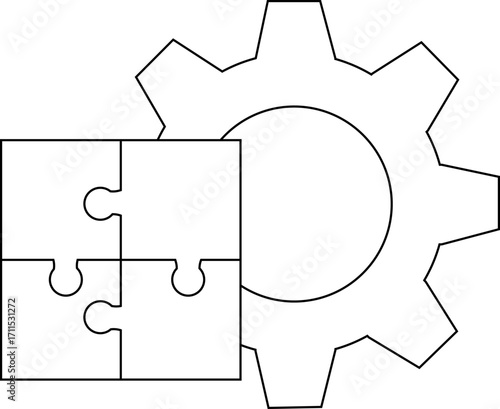 gear icon and puzzle icon with white background