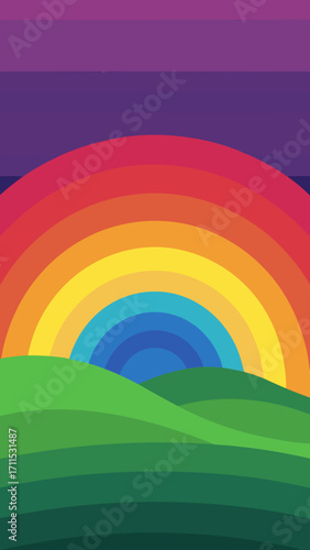 abstract fractal volcanic island glowing rainbow concept