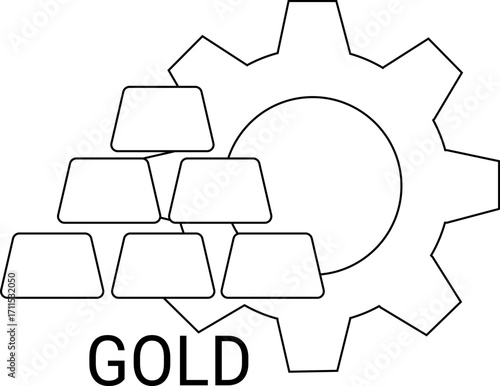gear icon and gold bar icon with white background