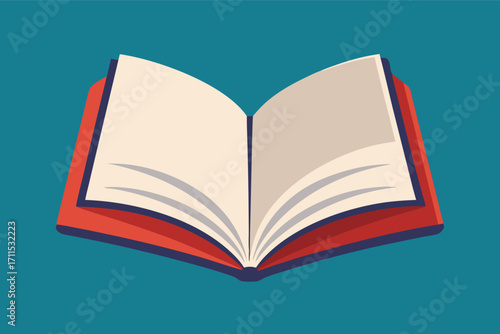 Open book resting on a teal surface, showcasing its blank pages for inspiration and creativity