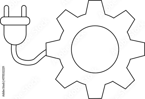 gear icon and power plug icon with white background