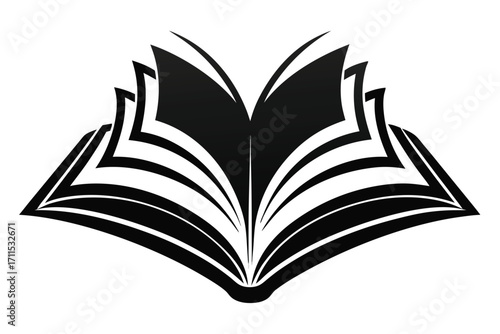 Open book design with intricate pages showcasing creativity and knowledge through simple elegance