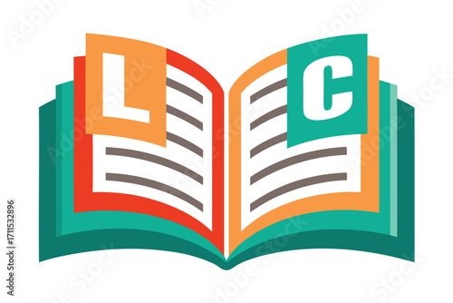 Colorful open book with letters L and C on pages, representing learning and creativity