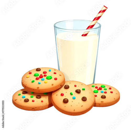 Christmas cookies with glass of milk