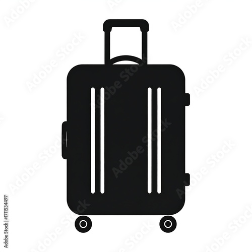 Black travel suitcase icon, a simple luggage silhouette for tourism and vacation