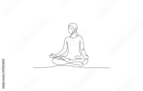 Meditation Lotus Pose – Zen Balance One Line Drawing Vector