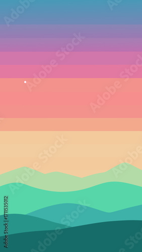 paper cut meadow horizon pastel sky gradient