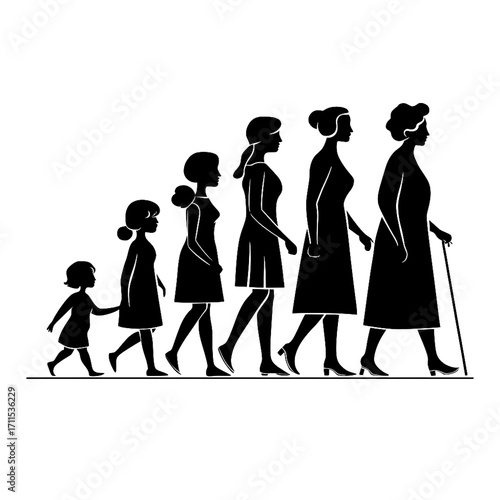 Generations of a woman's life from child to senior