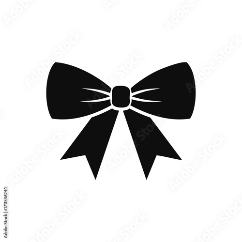 Black silhouette of a bow tie on a white background