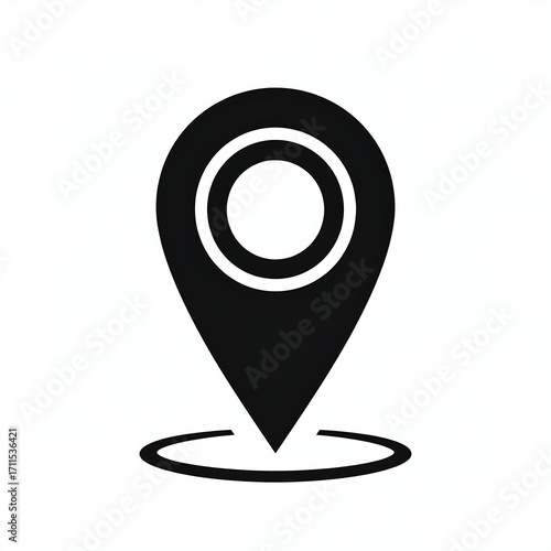 Universal black map pin icon for precise location and navigation display