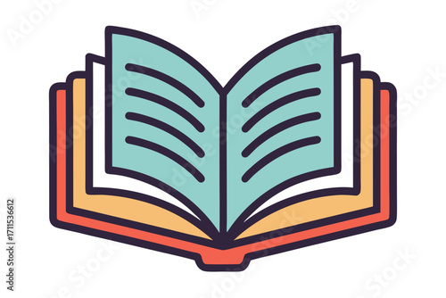 Open book with colorful pages representing knowledge and creativity for students and readers
