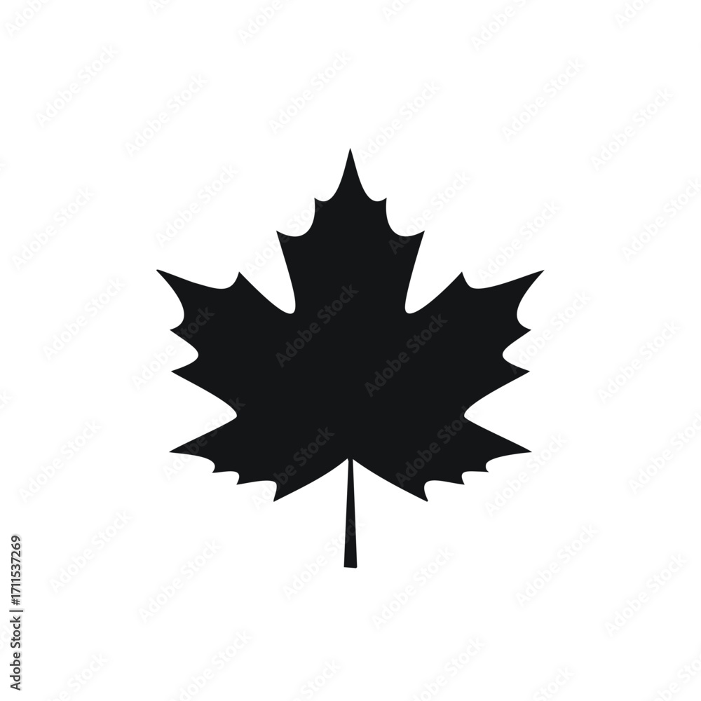 Black silhouette of a maple leaf on a white background Black silhouette of a maple leaf on a white background
