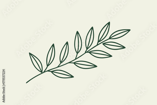 Elegant green leaf design featuring simple lines and shapes on a soft background