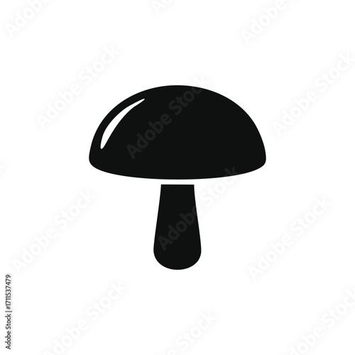Black Silhouette of a Mushroom fungi food