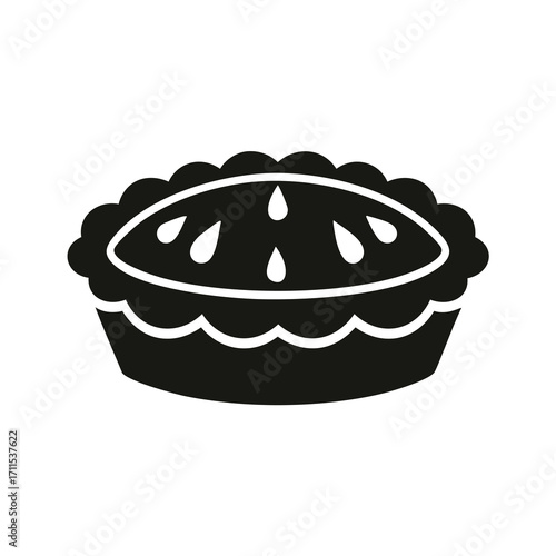 Black silhouette of a pie with a decorative crust and filling
