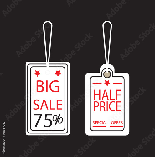 Sale tags discount offers big sale half price new arrival. Sale Coupon, voucher, tag. Vintage Style

