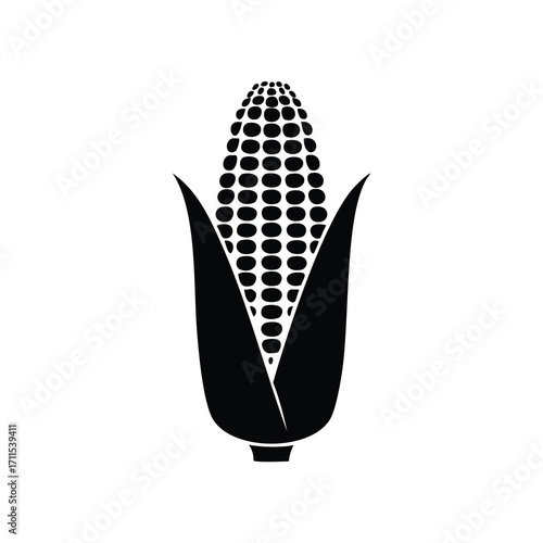 Black Silhouette of an Ear of Corn maize grain