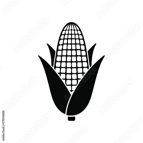 Corn Cob Silhouette Icon maize food
