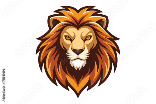 Bold lion head with majestic mane showcasing strength and beauty in a classic style