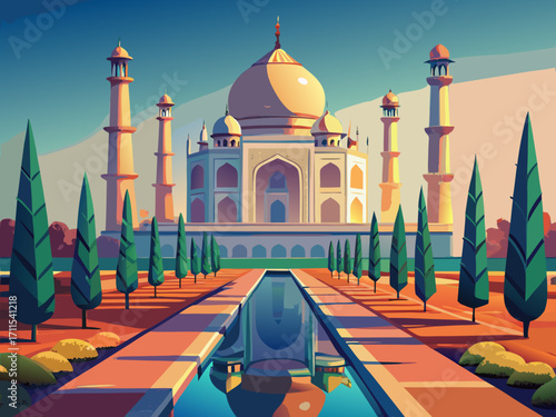 taj mahal india building vector illustration