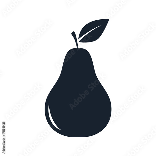 Silhouette of a pear with a leaf fruit icon