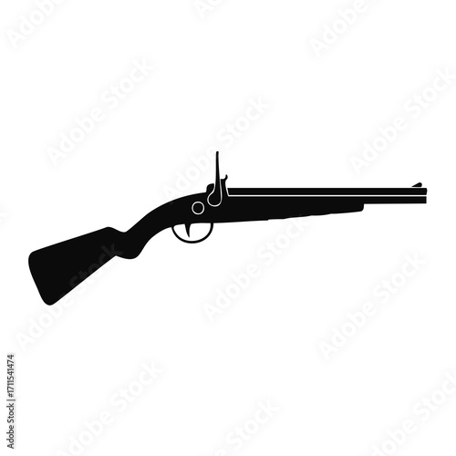 Silhouette of an antique musket rifle firearm