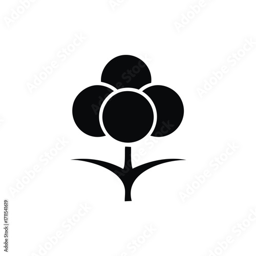 Simple black icon of a cotton plant on white Keywords: cotton, plant, icon, symbol, silhouette