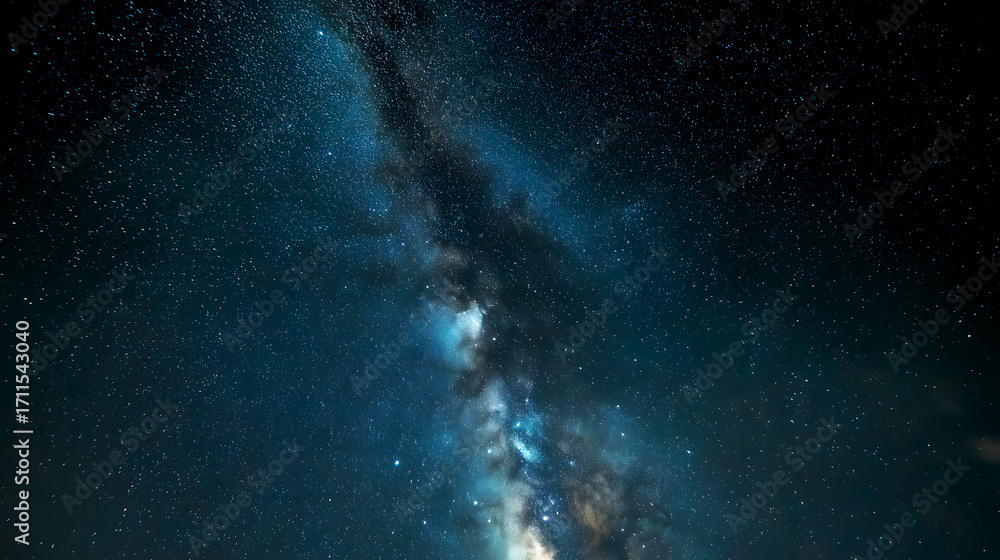 Obraz premium Dazzling Milky Way Starry Sky Landscape: Interstellar Wonder Under Deep Night Sky