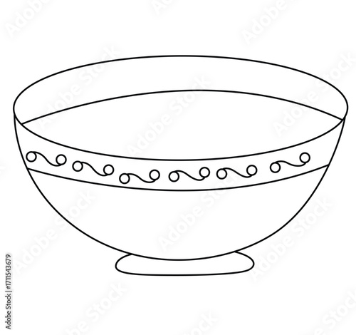 Cute cartoon hand drawn vector empty bowl outline.