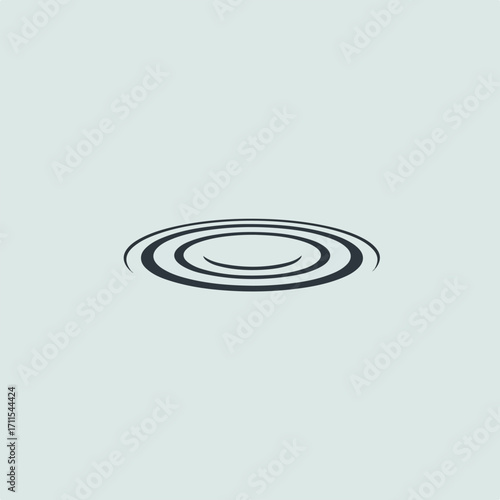 Stylized ripples emanate from the center, three dark rings in gradient blue backdrop