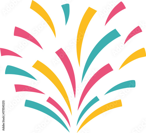 Abstract illustration of colorful, stylized bursts radiating outwards from a central point.
