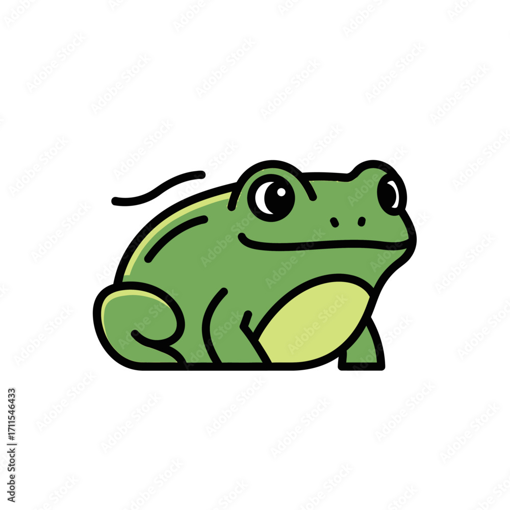 Obraz premium Cute green frog illustration isolated on white background, amphibian animal cartoon character design