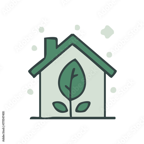 Eco house icon PNG isolated on transparent background – green building, sustainable home, renewable energy, eco friendly architecture, environment