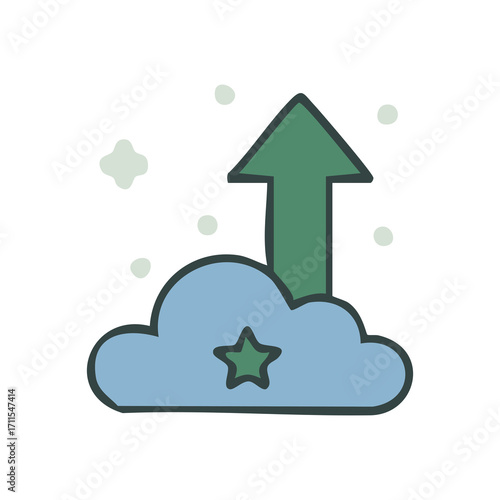 Cloud growth icon PNG isolated on transparent background – business development, innovation, data growth, technology, digital progress, success