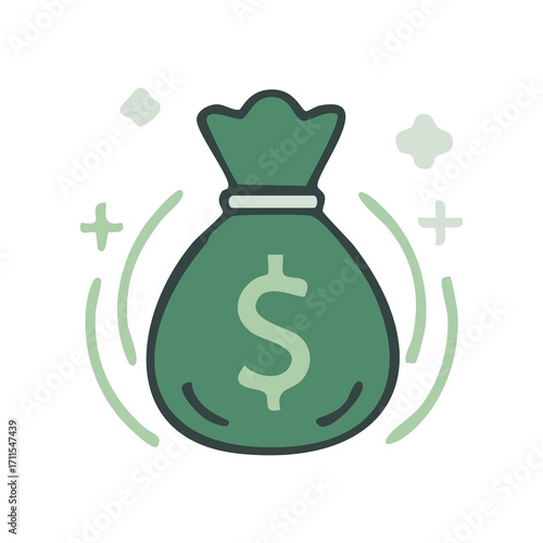Money bag icon PNG isolated on transparent background – finance, wealth, profit, savings, investment, banking, business economy