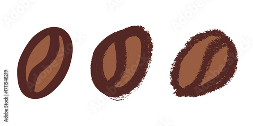 Set of simple hand drawn coffee bean Drink doodle Single element for print, web, design, decor