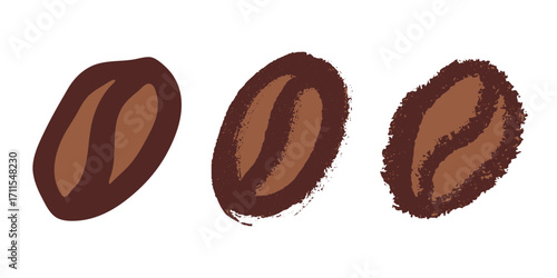Set of simple hand drawn coffee bean Drink doodle Single element for print, web, design, decor