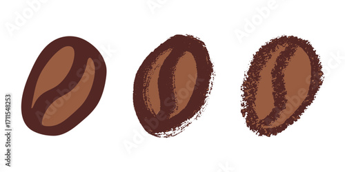 Set of simple hand drawn coffee bean Drink doodle Single element for print, web, design, decor