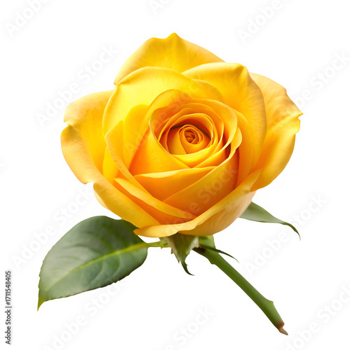 Yellow rose isolated on transparent background